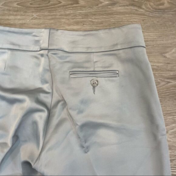Josef Silver Color Flat front Straight pants Satin Stretchy Treasure Low Rise - Picture 4 of 9